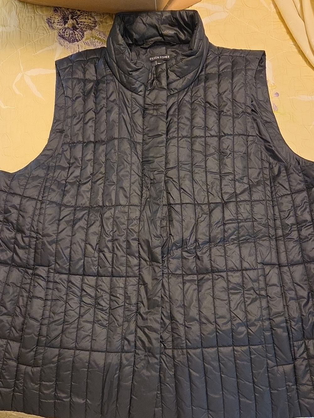 Eileen Fisher Black Quilted Sleeveless Vest
